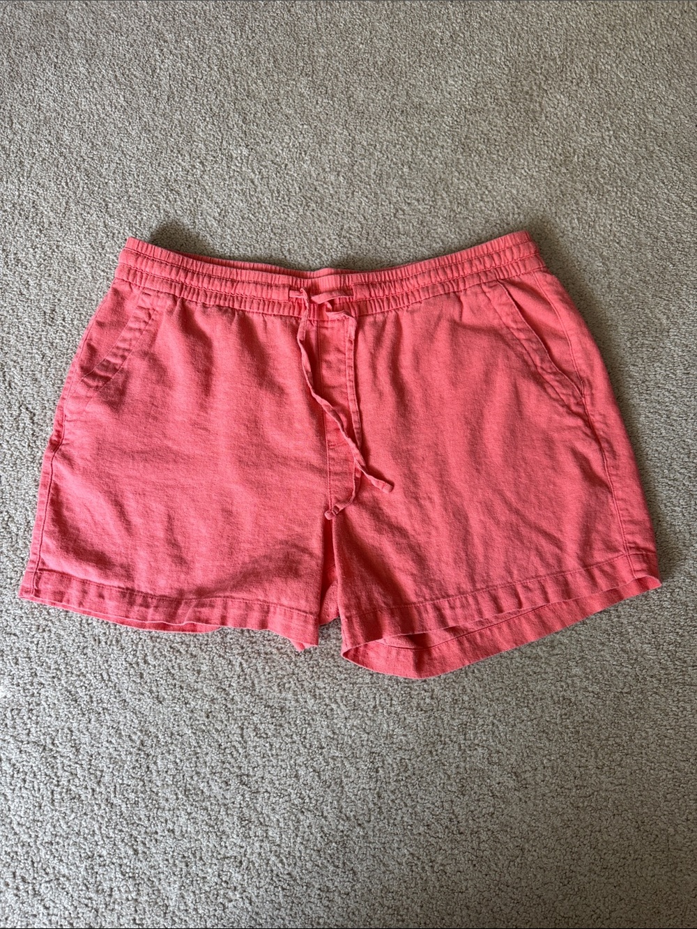 Coral Cotten Linen Shorts